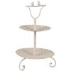 Clayre & Eef 6Y5601 Etagère Beige Ijzer Rond Ø 32x51 cm Antiek met vogel