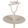 Clayre & Eef 6Y5601 Etagère Beige Ijzer Rond Ø 32x51 cm Antiek met vogel