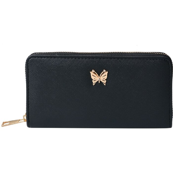 Juleeze JZWA0193Z Dames portemonnee zwart goud vlinder 19x10cm