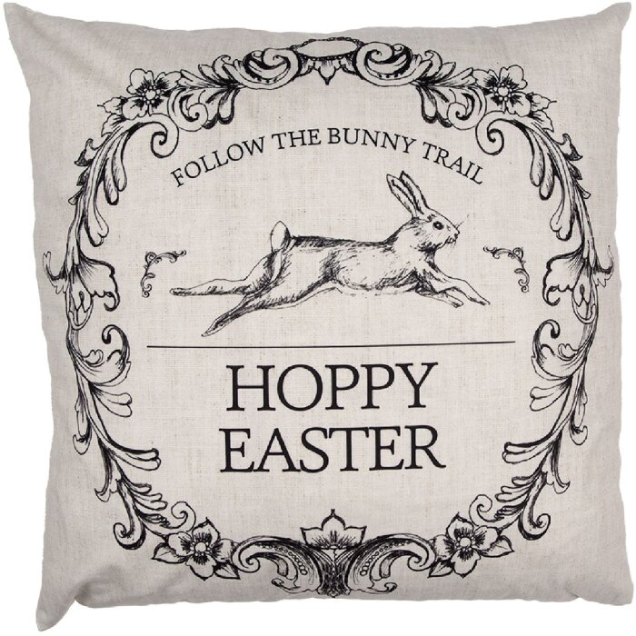 Clayre & Eef RFL22 Hoppy Paaskussenhoes 45x45 Beige Zwart