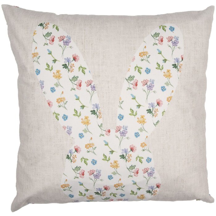 Clayre & Eef RUB23 Kussenovertrek Bloemenpatroon Beige 45x45cm