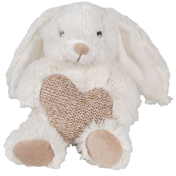 Clayre & Eef TW0600 Pluche Konijn Beige Hart 11x14x14cm