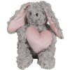 Clayre & Eef TW0603 Pluche konijn grijs met hart 14x15x20cm