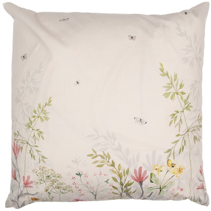 Clayre & Eef WFF22 Kussenovertrek Flora & Fauna 45x45 Beige Groen