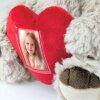 Teddy hart fotolijst crème 3,5x4,5 cm 23 cm hoog cadeau pluche figuur