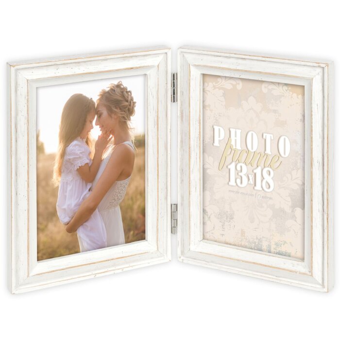 ZEP Houten dubbele lijst Rosel 2Q 32x21 cm Wit voor 2 fotos 13x18 cm