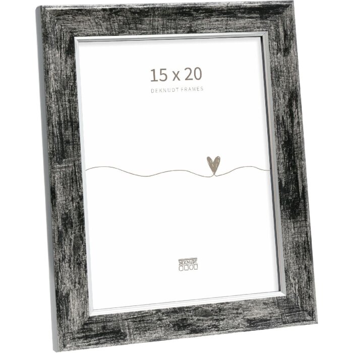 Deknudt S45YE2 Houten lijst zwart zilveren rand 15x20cm