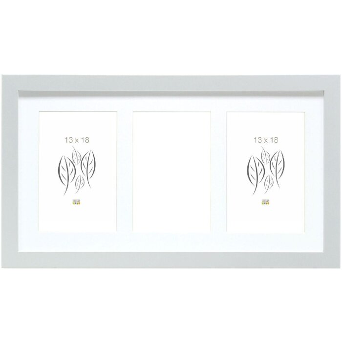 Deknudt S66KD1 fotolijst zilver 3 fotos passe-partout 13x18 cm