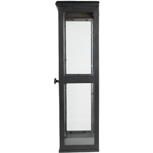 Vitrinekast ijzer glas zwart 31x21x70 cm Wandplank