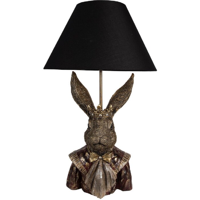 Clayre & Eef 5LMC0033 Tafellamp Bunny met kroon Zwart/Bruin 37x61 cm