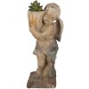 Clayre & Eef 5MG0041 Decoratief Engelen Steenbeeld Beige-Blauw 24x27x58 cm