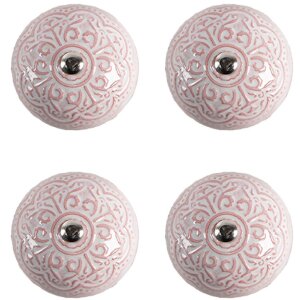 Clayre & Eef 65302 deurknop keramiek roze bloemmotief...