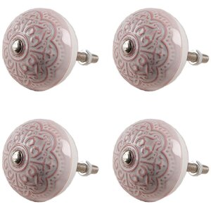 Clayre & Eef 65302 deurknop keramiek roze bloemmotief...