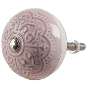 Clayre & Eef 65302 deurknop keramiek roze bloemmotief Ø 4x3/6 cm