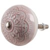 Clayre & Eef 65302 deurknop keramiek roze bloemmotief Ø 4x3/6 cm