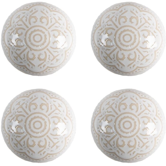 Clayre & Eef 65304 deurknop keramiek witgoudmotief Ø4x3 cm