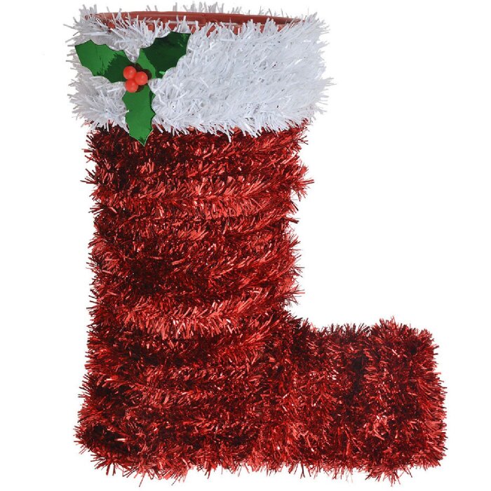 Clayre & Eef 65477 Kerstversiering Laarzen Rood Wit 17x8x22 cm