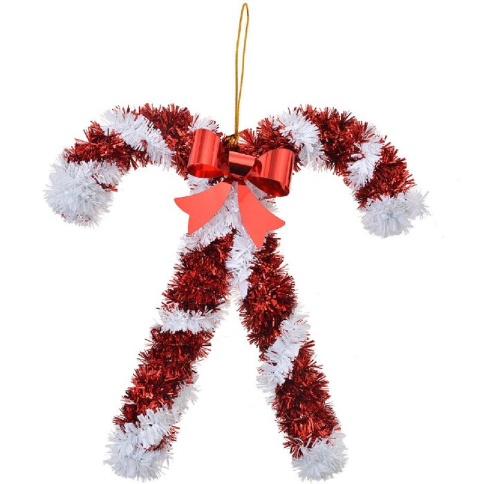 Clayre & Eef 65482 Decoratiehanger Suikerspinnen Rood Wit 16x2x17 cm