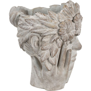 Clayre & Eef 6TE0500 Bloempot Bloem Vrouw Grijs 27x22x31 cm