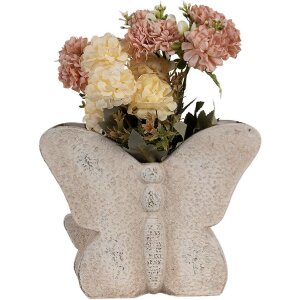 Clayre & Eef 6TE0514 Bloempot Vlinder Beige 24x10x19 cm