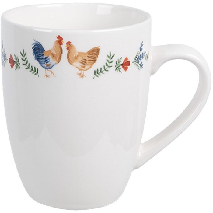 Clayre & Eef CARYMU Mok Wit 12x8x10 cm 350 ml keramiek landelijke stijl