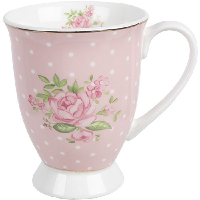 Clayre & Eef SWRMU-2 Mok Porselein Roze Paars 12x8x10cm 300ml