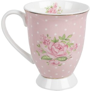 Clayre & Eef SWRMU-2 Mok Porselein Roze Paars 12x8x10cm 300ml