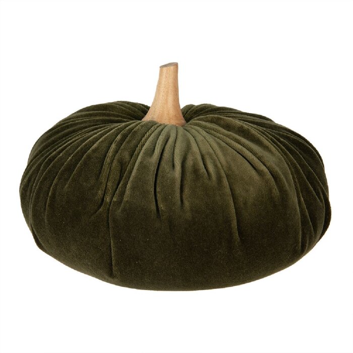 Clayre & Eef decoratie pompoen groen Ø 25x16 cm landelijke stijl polyester