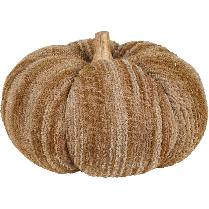 Clayre & Eef 65435 Decoratieve Pompoen Bruin Beige Polyester Ø 25x16 cm Landelijke stijl