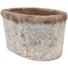Clayre & Eef 6TE0528M Bloempot Terracotta Beige Blauw 19x11x10 cm Landelijke stijl