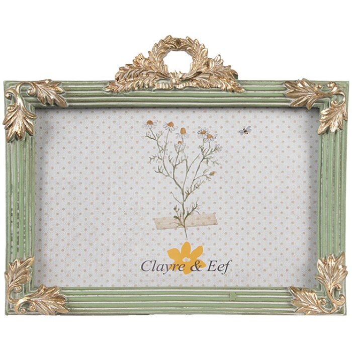 Clayre & Eef 2F1140 Fotolijst Groen Goud 17x2x14 cm 10x15 cm