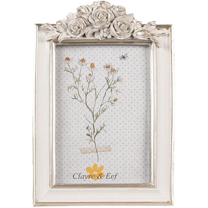 Clayre & Eef 2F1142 Fotolijst Wit Zilver 14x2x22 cm / 10x15 cm