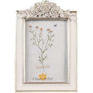 Clayre & Eef 2F1142 Fotolijst Wit Zilver 14x2x22 cm /...