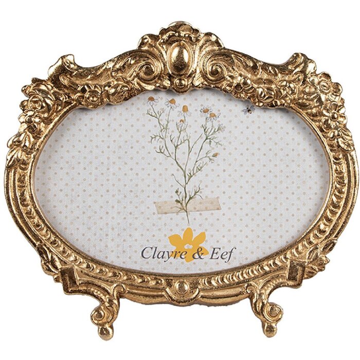 Clayre & Eef 2F1144 Fotolijst Goudkleurig 17x2x15 cm / 10x15 cm Ovaal Barok