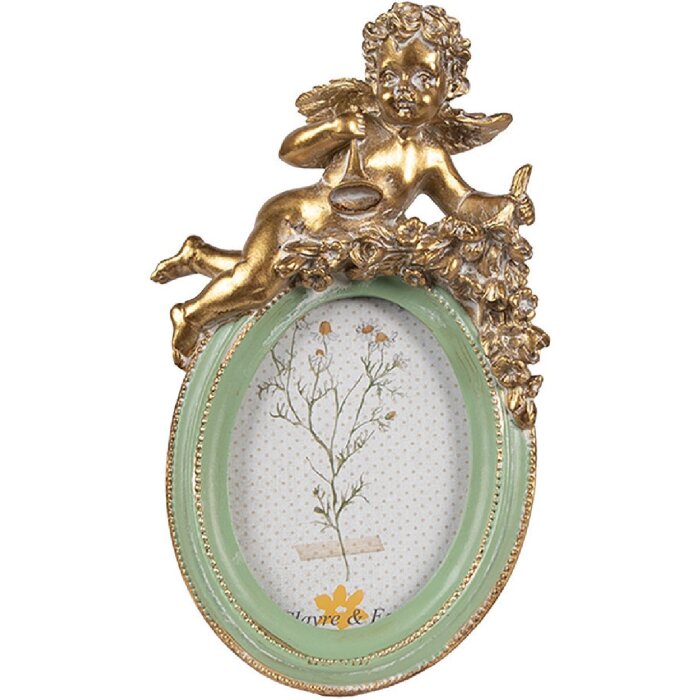 Clayre & Eef 2F1145 Fotolijst Groen Goud 10x3x16 cm 6x9 cm