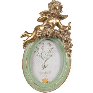 Clayre & Eef 2F1145 Fotolijst Groen Goud 10x3x16 cm 6x9 cm