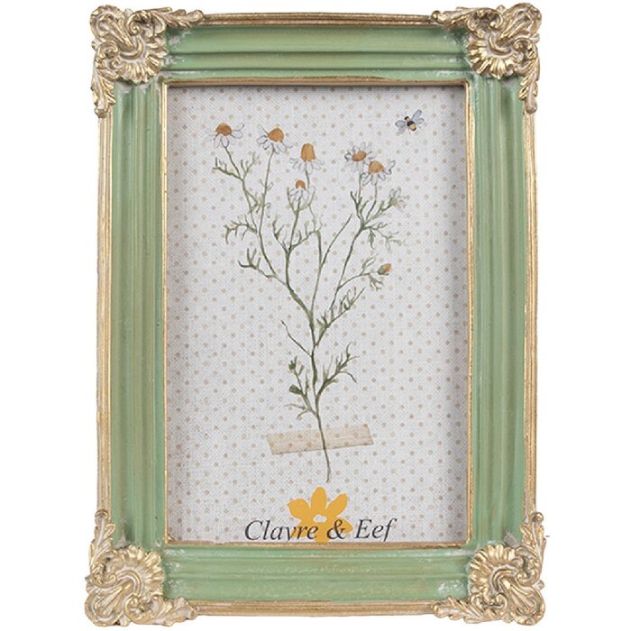Clayre & Eef 2F1147 Fotolijst Groen Goud 13x2x18 cm 10x15 cm