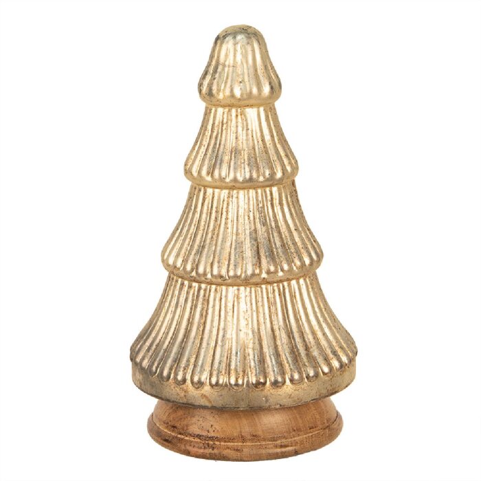Clayre & Eef kerstboom goud Ø 13x25 cm glas hout landelijke stijl
