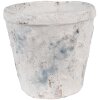 Clayre & Eef 6TE0520M Bloempot Terracotta Wit Blauw Ø 12x11 cm Landelijke stijl