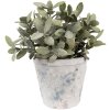 Clayre & Eef 6TE0520M Bloempot Terracotta Wit Blauw Ø 12x11 cm Landelijke stijl