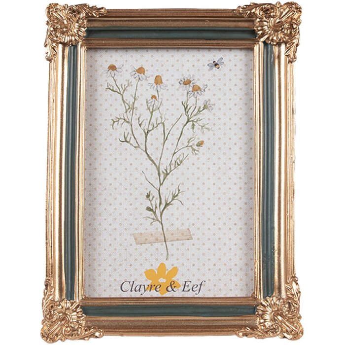 Clayre & Eef 2F1148 Fotolijst Goud Groen 13x2x18 cm 10x15 cm