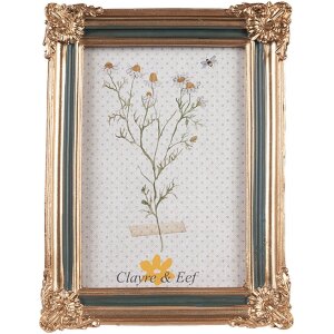 Clayre & Eef 2F1148 Fotolijst Goud Groen 13x2x18 cm 10x15 cm