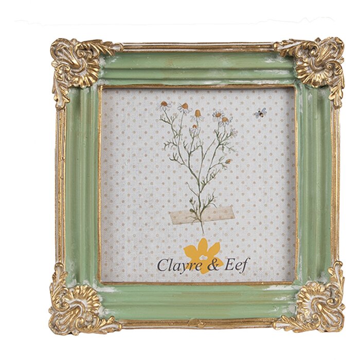 Clayre & Eef 2F1149 Fotolijst Groen Goud 13x2x13 cm 10x10 cm