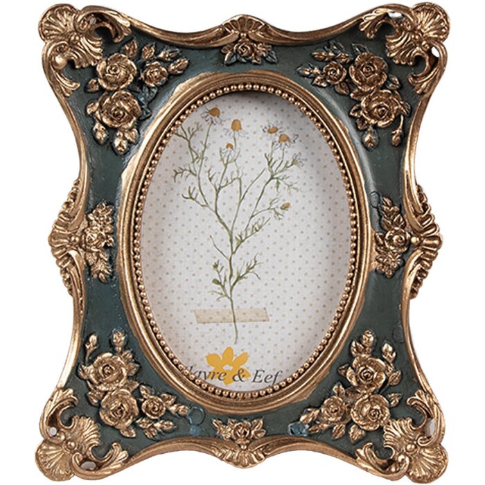 Clayre & Eef 2F1151 Fotolijst Goud Groen 11x2x13 cm 6x9 cm