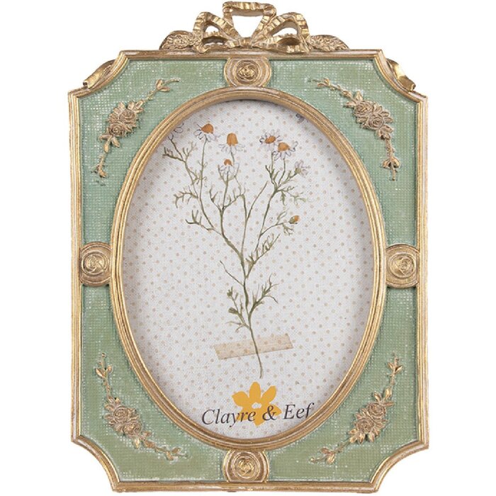Clayre & Eef 2F1154 Fotolijst Groen Goudkleurig 16x2x24 cm 13x18 cm