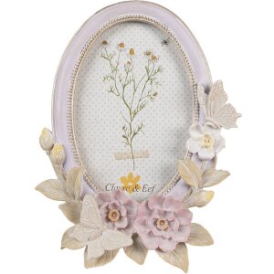 Clayre & Eef 2F1102 Fotolijst Ovaal Paars Beige...
