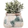 Clayre & Eef 6TE0536M Bloempot Beige Groen 20x14x13 cm Landelijke stijl