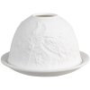 Clayre & Eef 6CE1809 Theelichthouder Porseleinen Kat Ø 12x8 cm Wit