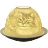 Clayre & Eef 6CE1809 Theelichthouder Porseleinen Kat Ø 12x8 cm Wit