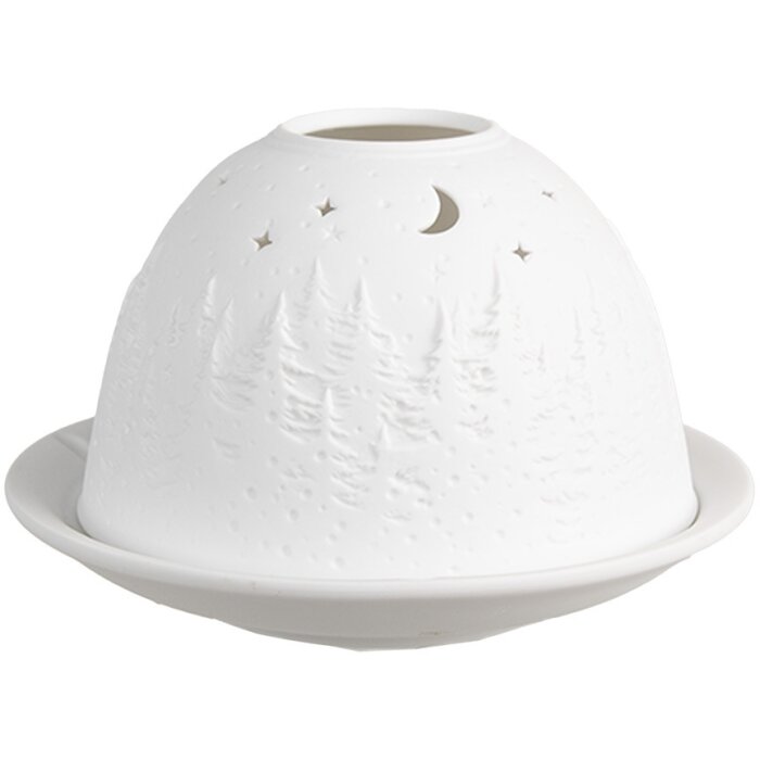 Clayre & Eef 6CE1817 Theelichthouder Ø 12x8 cm Boom Wit